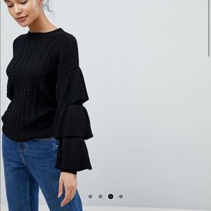 ASOS black ruffle sleeve sweater